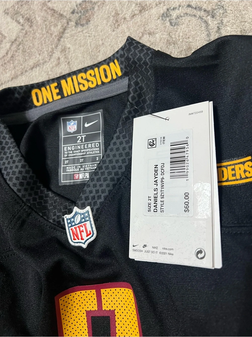 Nike Toddler Washington Commanders Jayden Daniels #5 Black Alternate Game Jersey